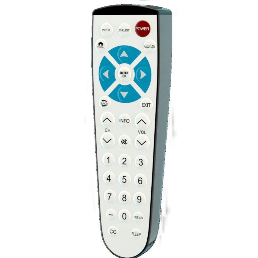 Clean Remote® CR4-2 antimicrobial TV remote control for hospital patient rooms and hotel guest room televisions