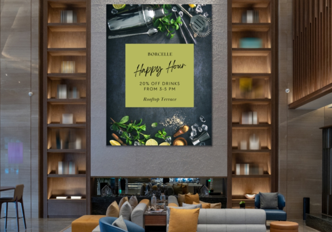 Peerless AV video wall mount system in upscale hotel bar setting