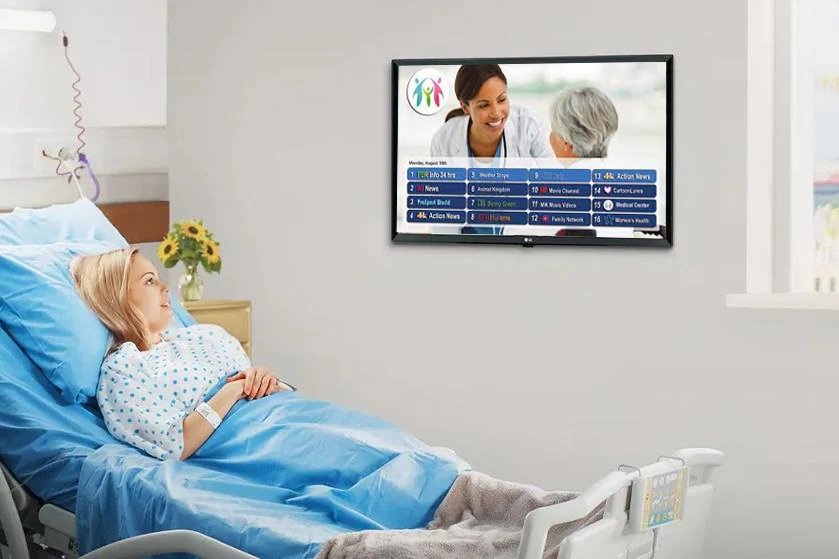 Healthcare room with interactive TV