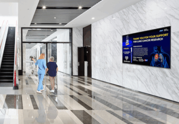 LG 136-inch All-in-One DVLED display with vivid color and seamless clarity, ideal for digital donor wall installations in hospitals and healthcare facilities.