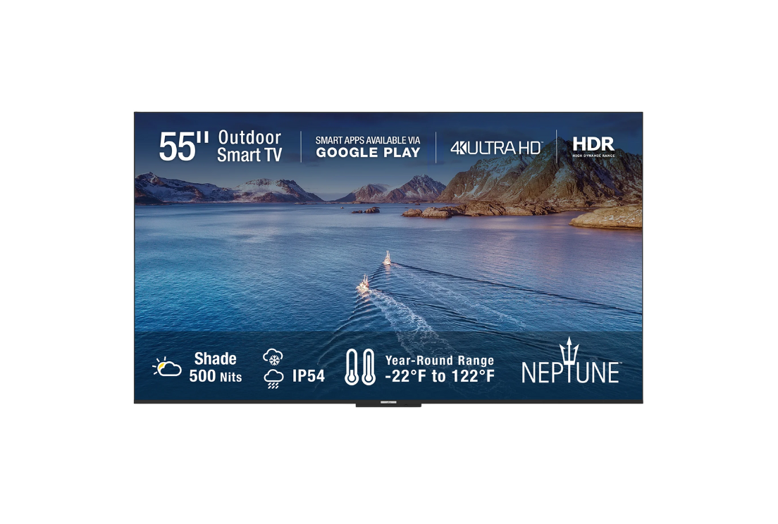 Neptune™ Shade Outdoor Smart TV designed for covered outdoor hospitality spaces