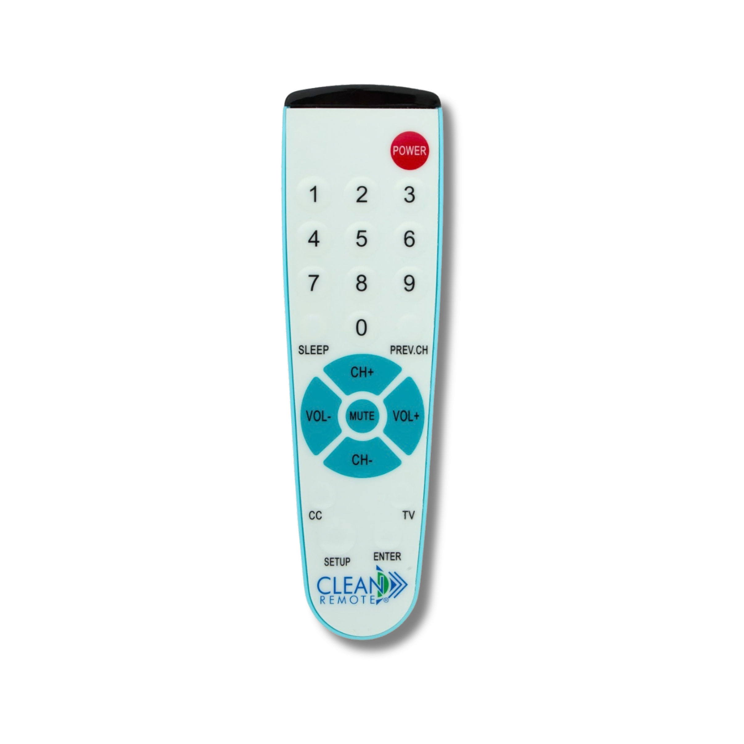 Universal hospital TV remote for LG, Samsung, and RCA with easy one-touch setup.