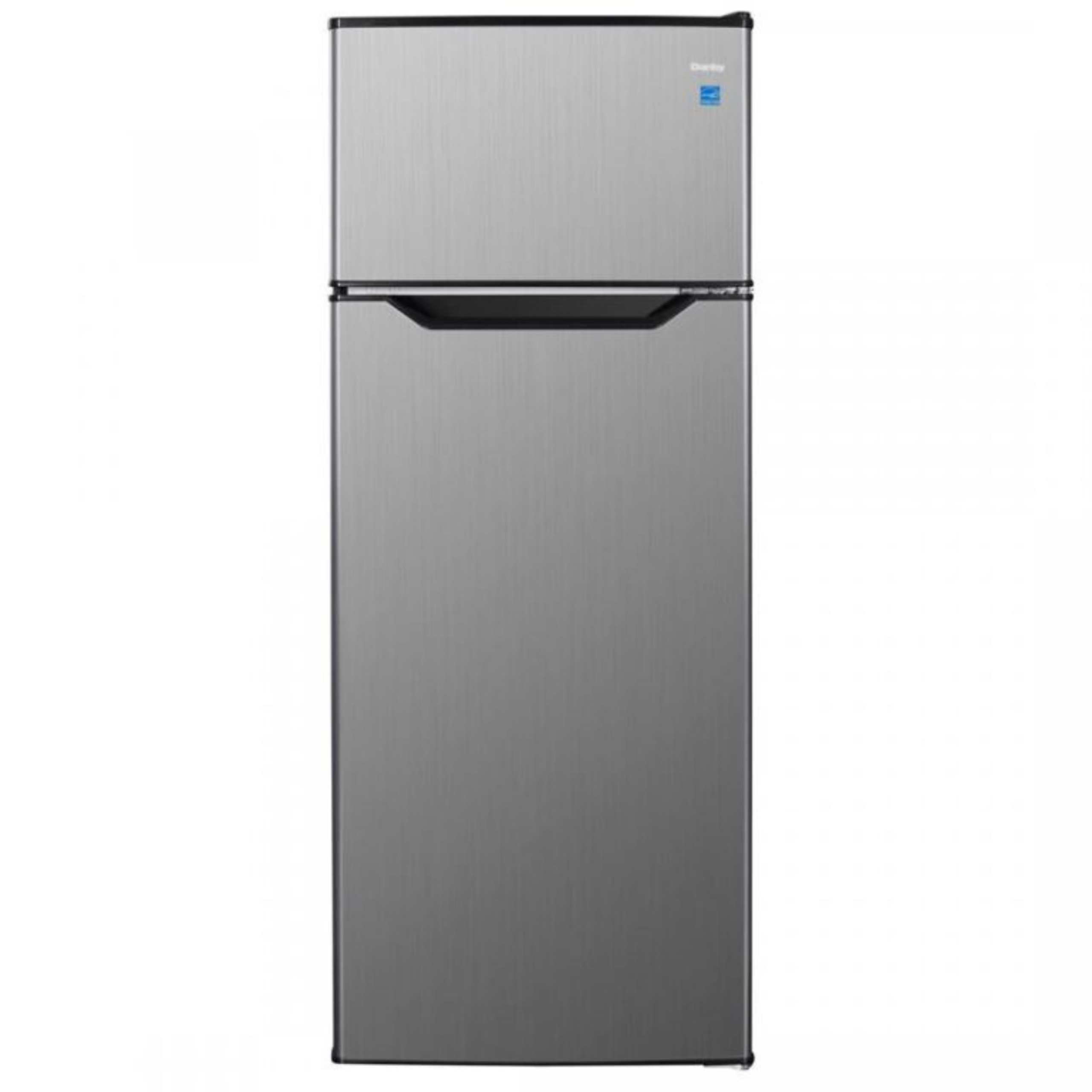 Danby 7.3 cu ft compact refrigerator with freezer in a small hotel suite kitchen setup
