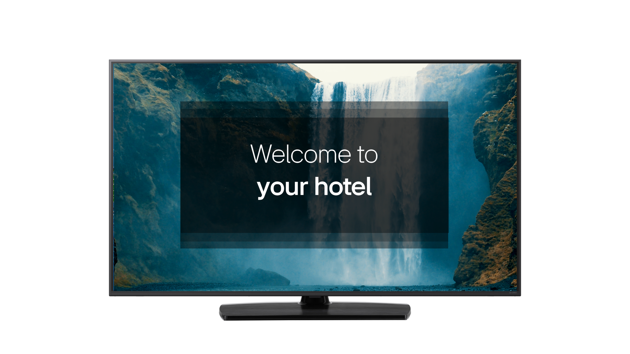 LG hotel television with Pro:Centric technology built to meet hotel TV brand standards for guest room entertainment