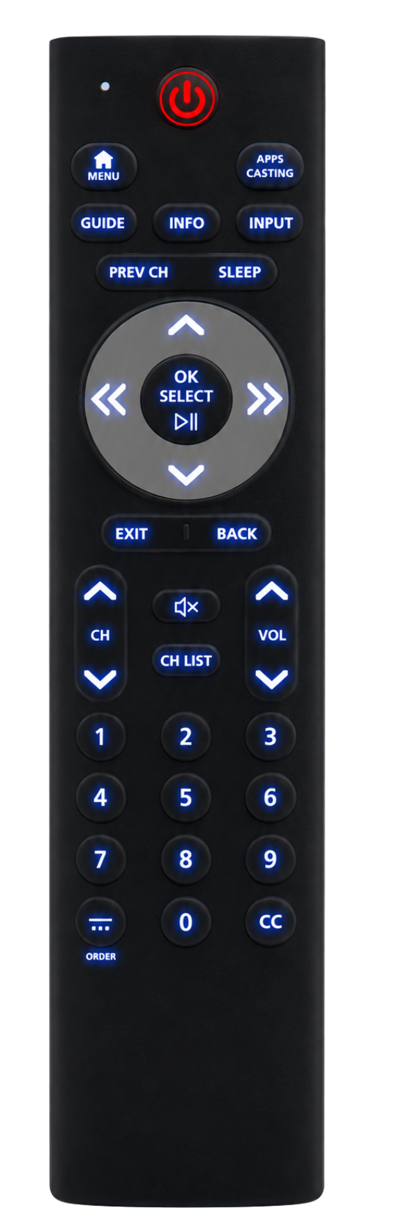 Clean Remote SCR10NN universal streaming and casting hotel remote with backlit keypad