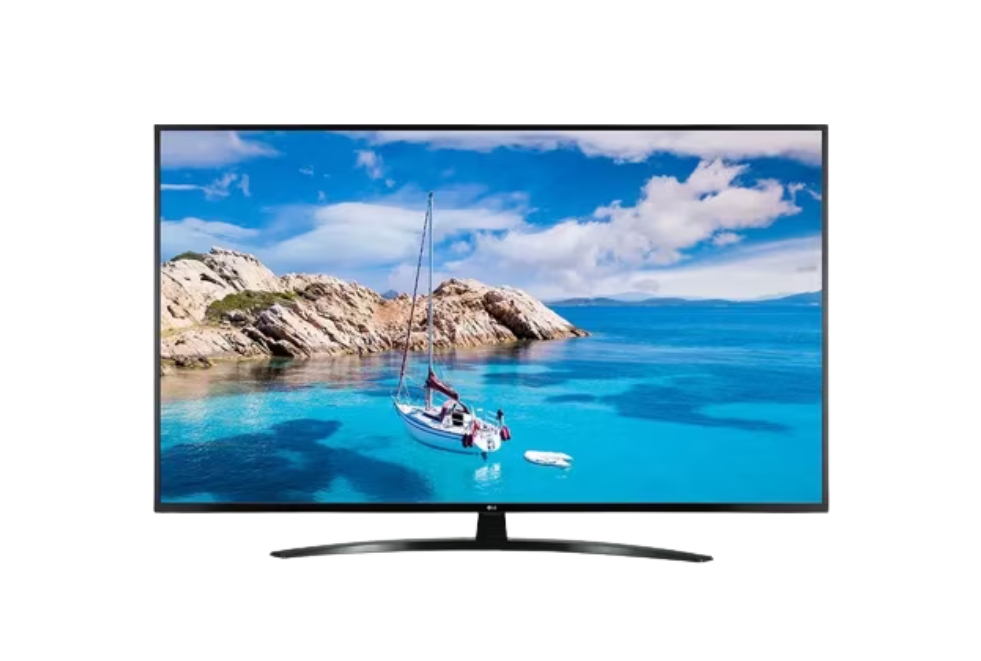 LG UM670H webOS 23 home screen with streaming apps for hospitality